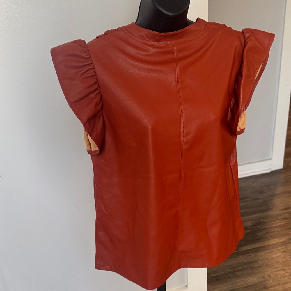 THML Rust Ruffle Sleeve Blouse - Picture 3 of 3